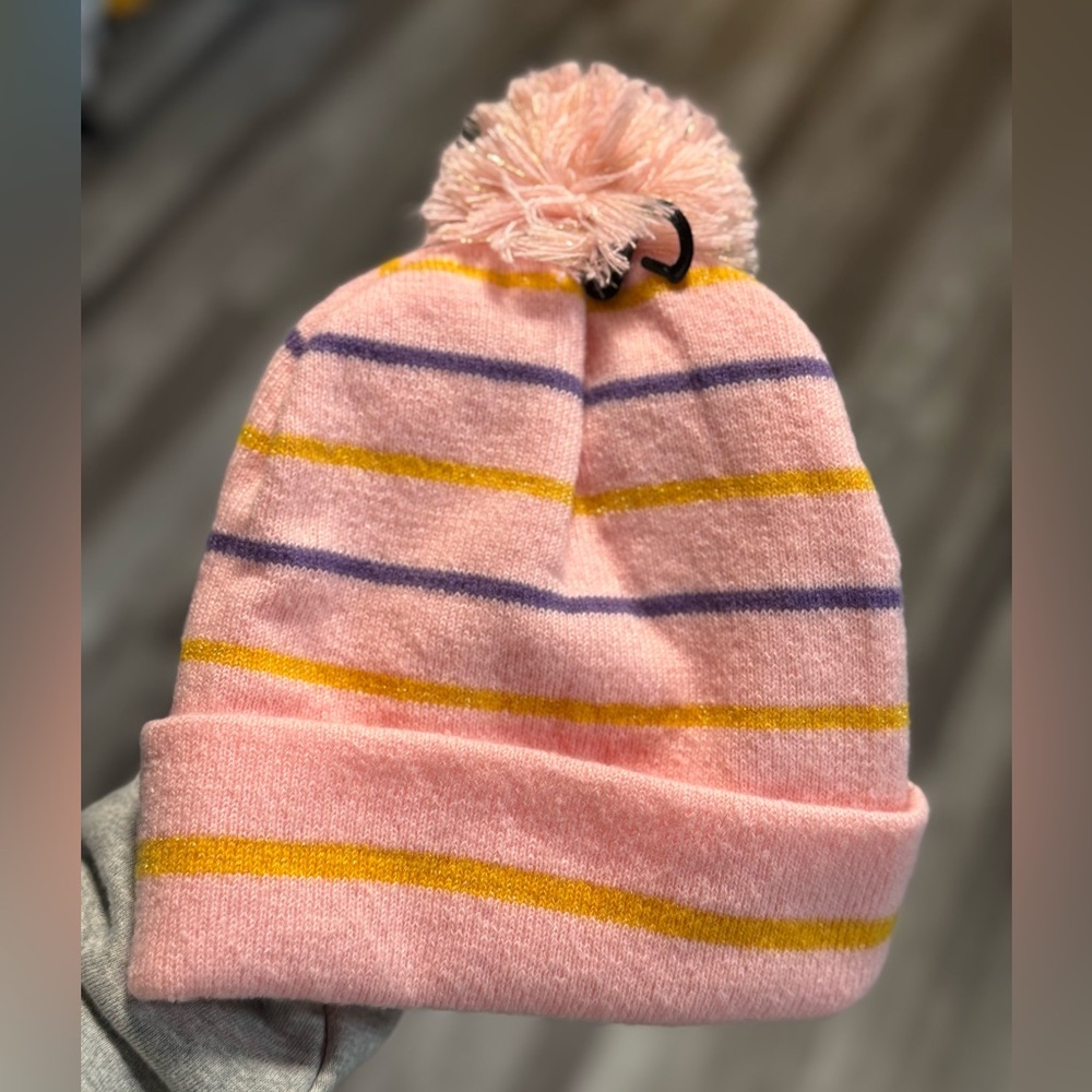 Disney Princess toddler girls' pink striped beanie hat - Picture 3 of 4